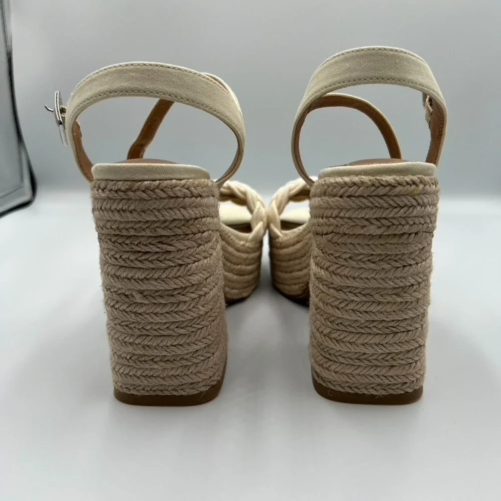 Dolce Vita Women's Walley Sandal Sz 7.5 Off White Espadrille Block Heel